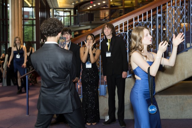A Glamies student being recognized at the gala