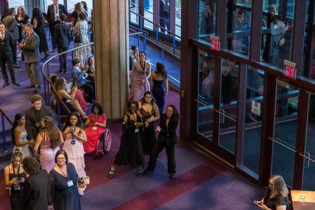 A Glamies student being recognized at the gala